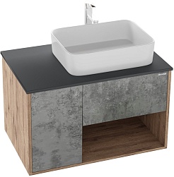 Grossman Мебель для ванной Бруно 80 бетон/веллингтон – фотография-3